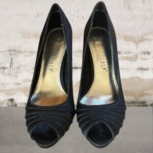 White House Black Market Women's Elegant Black Peep-Toe Heels Size 8